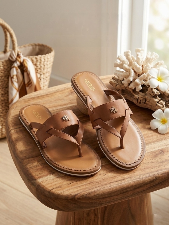 Lauren Ralph Lauren Shoes - Lauren Ralph Lauren Women's Rosalind Tan Thong Sandals Size 10